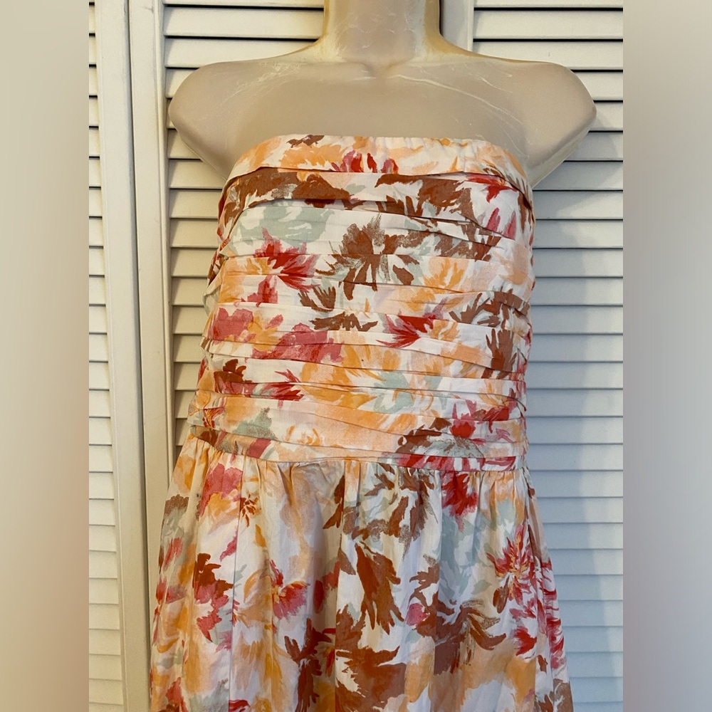 NWT Abercrombie & Fitch Smocked Midi Dress Large Poplin Floral Resort Vacation - Picture 5 of 8